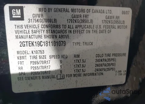 2008 GMC Sierra 1500 Work Truck z USA, uszkodzony, nr VIN 2GTEK19C181101079